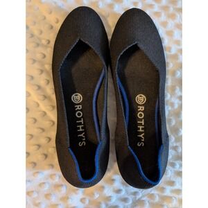 Rothy's Womens Black Blue Halo The Flat Round Toe Ballet Shoes Knit Size 9.5